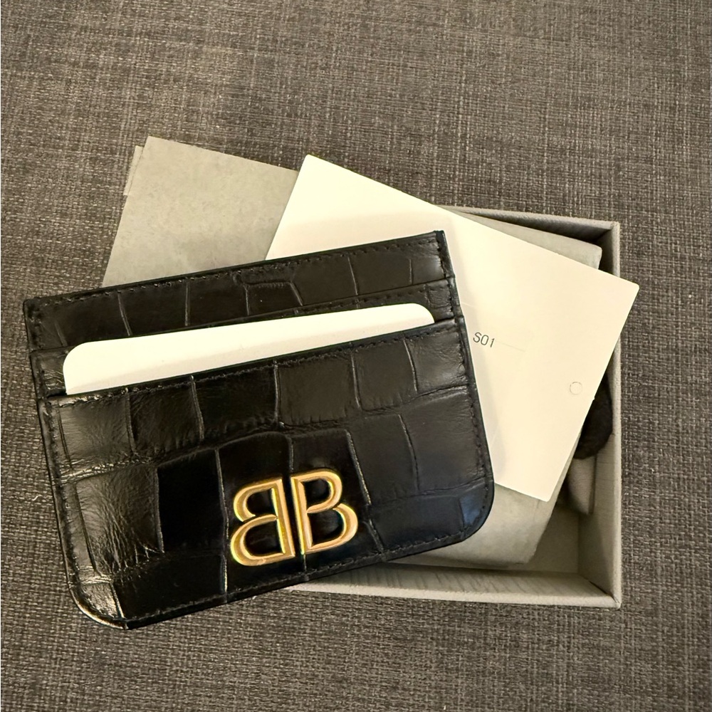Balenciaga Card Holder with Gold Logo